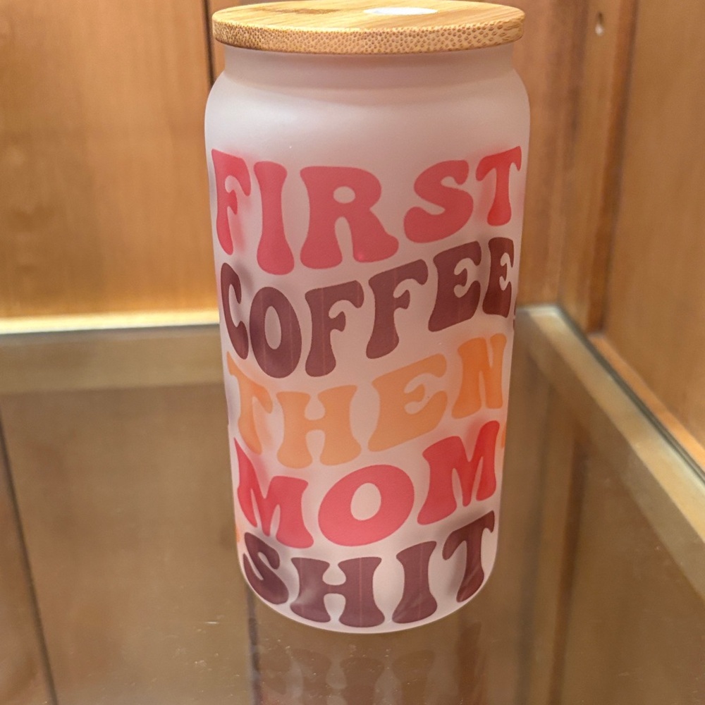 Frosted Glass Coffee Jar with Bamboo Lid